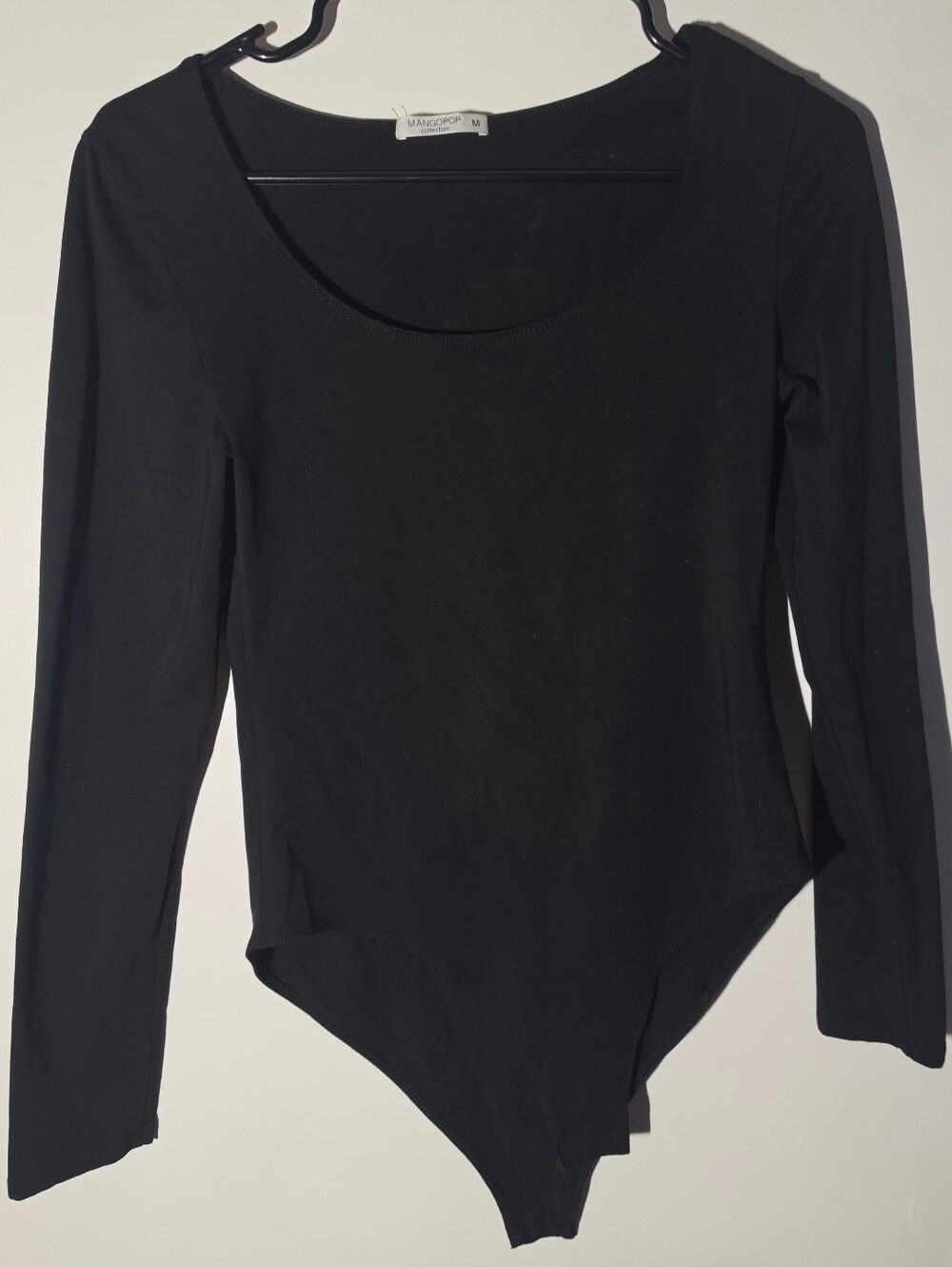 Mango Black Long-Sleeve Scoop-Neck Bodysuit